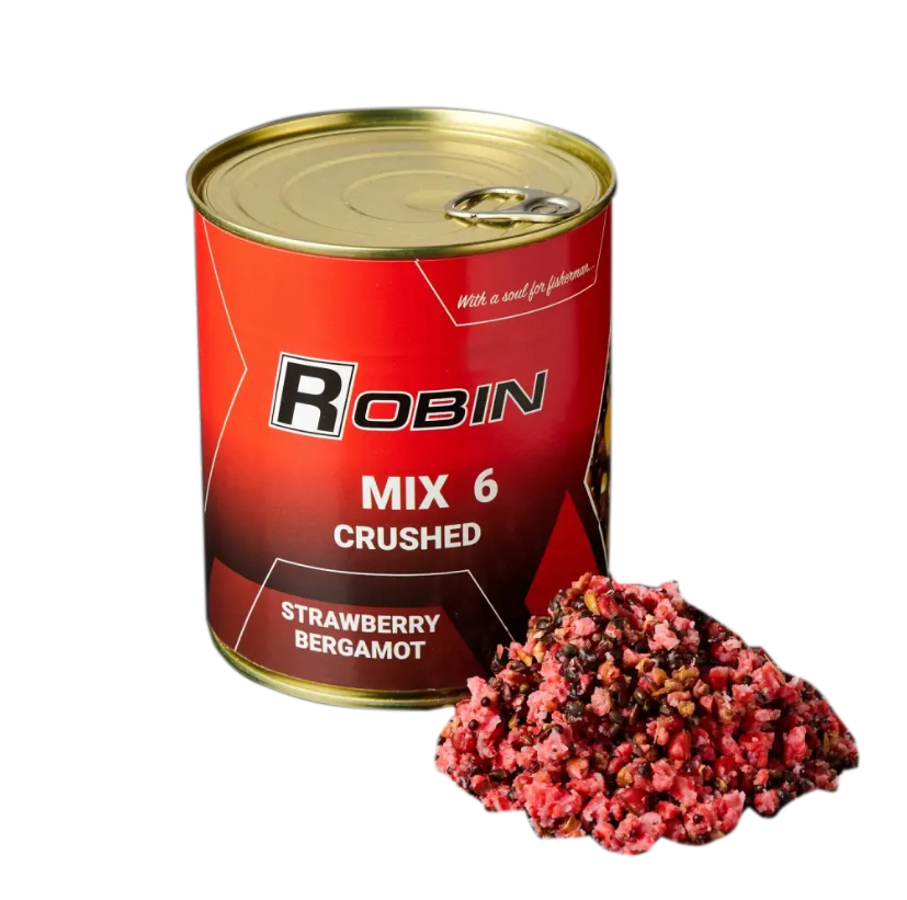 MIX-6 зерен подріблений ROBIN 900ml ж/б Полуниця Бергамот