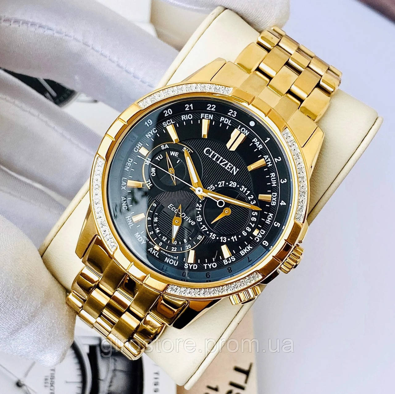 Японський чоловічий годинник із 32 діамантами Citizen Eco-Drive BU2082-56E. Сонячна батарея