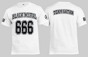 Футболка BLACK METAL 666 біла, фото 1
