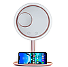 Дзеркало косметичне LED FAN MIRROR з LED підсвічуванням та вентилятором Рожеве | Дзеркало настільне кругле, фото 2