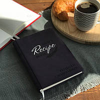 Блокнот для рецептов из экокожи с ажурной обложкой от "Mum's recipes" Чёрный А5 RM07-05