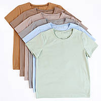 Базовые женские футболки однотонные без принта, хлопок 95%, еластан 5% с польской ткани, ТМ Ладан