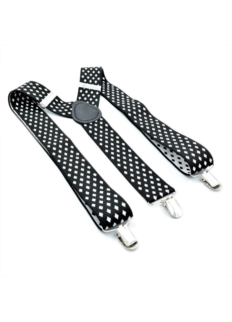 Підтяжки Weatro Чорні з білим 3,5 см pdt-35kit-002