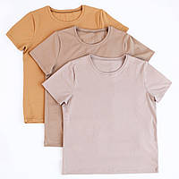 Женская футболка телесного кавового цвета однотонная с эластаном базовая, от производителя ТМ Ладан