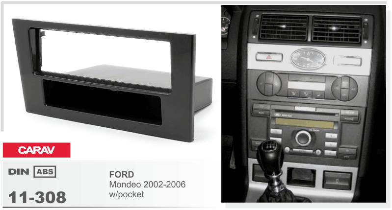 1-DIN переходная рамка FORD Mondeo 2002-2006 w/pocket, CARAV 11-308 - фото 1 - id-p265487250