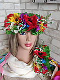 Український віночок на голову, віночок Калина з польовими квітами, фото 2