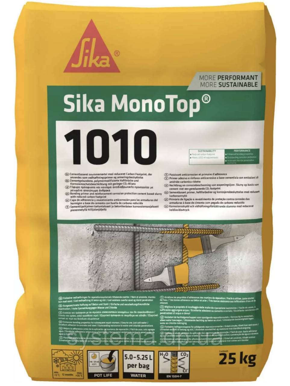 Sika® MonoTop®-1010 — Антикорозійний захист арматури та клейкий розчин, 25 кг
