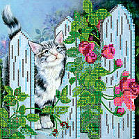 Схема для вишивання бісером на натуральному художньому холсті "Березневий кіт"