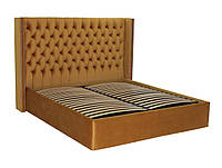 Королевская кровать двуспальная с каретной стяжкой MeBelle D'ARMANA 200 х 200 см, горчичный желтый велюр