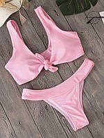 Рожевий купальник із топом, трусики бразиліана No brand 0020 р.S