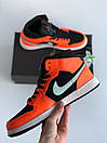 Кросівки чоловічі оранжеві Nike Air Jordan 1 (07648), фото 4