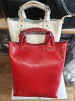 Жіноча сумка з натуральної шкіри білого, молочного, блакитного та червоного кольору