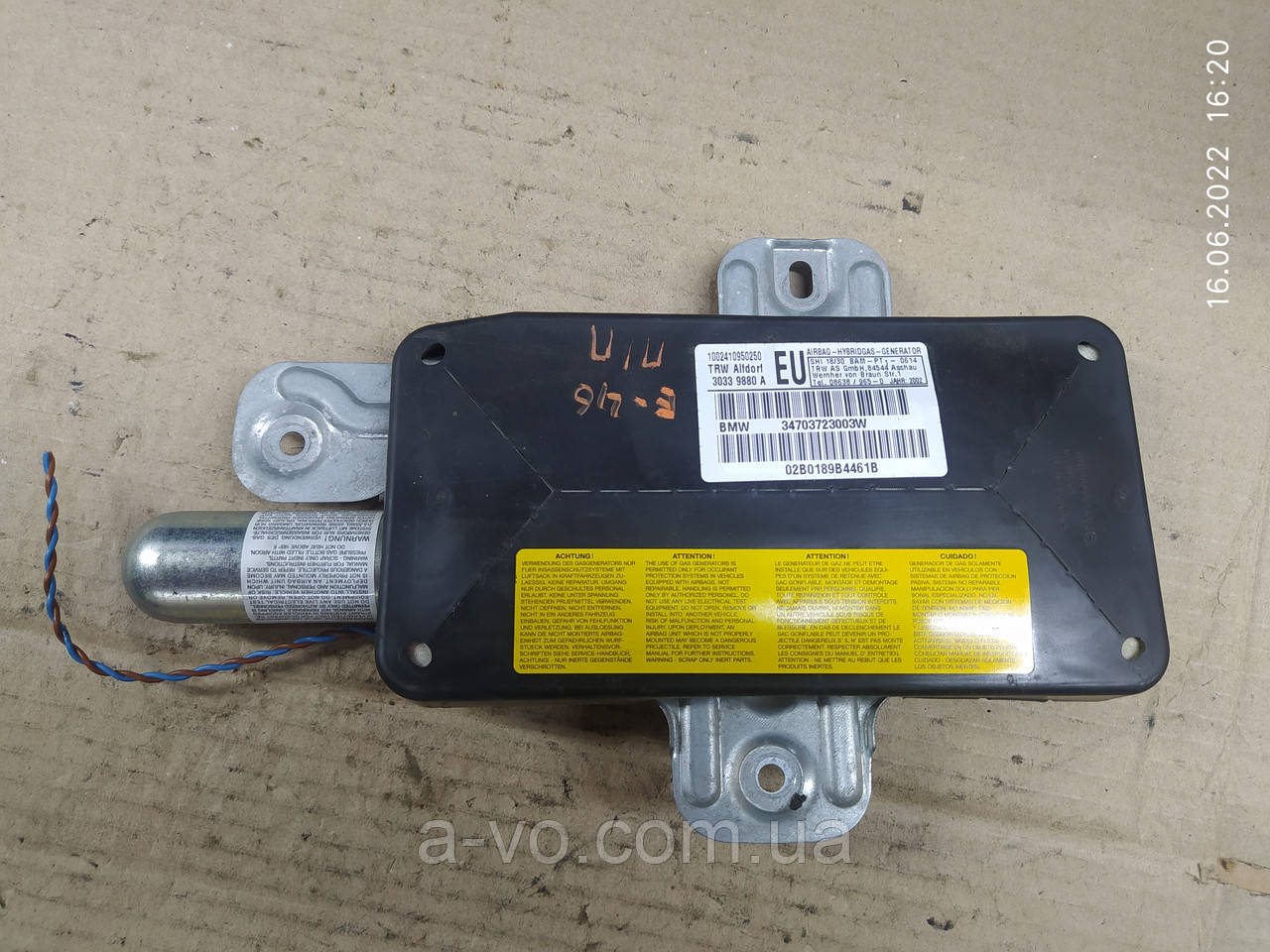 Подушка Air Bag передніх правих дверей BMW 3 E-46 34703723003w 00065663f, фото 1