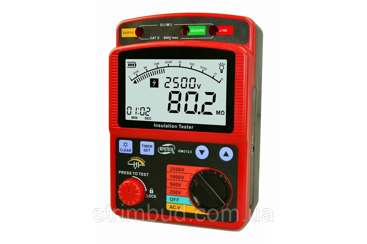 Вимірювач опору ізоляції Benetech GM3123 (до 100 ГОм)