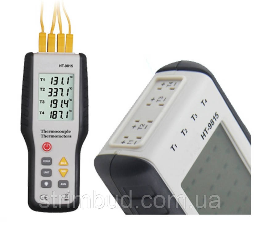 Чотирьохканальний термометр з термопарами К-типу Xintest HT-9815 (-200..+1372 °C)