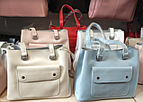 Жіноча сумка з натуральної шкіри білого, молочного, блакитного, червоного та рожевого кольору, фото 2