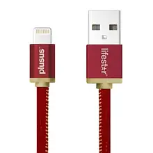 Дата-кабель PlusUs LifeStar 1m USB(тато) - Lightning(тато) Red