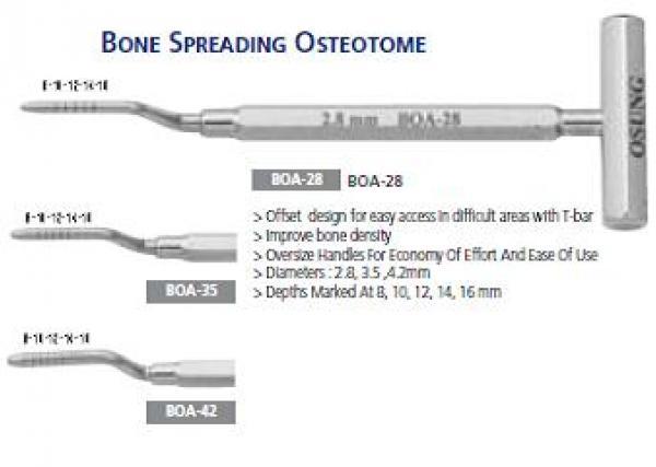 Остеотом BOA (набір - 3 шт.) - 28/35/42, d= 2,8mm, 3,5mm, 4,2mm, для розщеплення та ущільнення кістки.