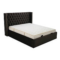 Кровать двуспальная с мягким изголовьем MeBelle D'ARMANA 200 х 200 с каретной стяжкой, коричневый велюр