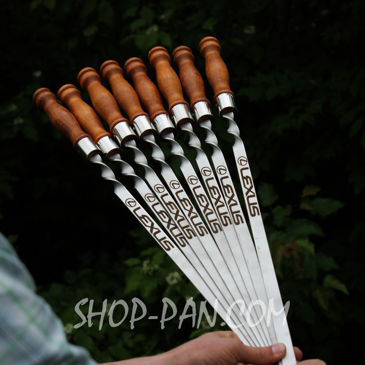 Шампури з дерев'яними ручками та гравіюванням 8 шт (одинаковий напис на всіх шампурах)