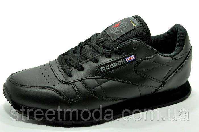 Кроссовки мужские в стиле Reebok Classic Leather, Чёрные, цена 1299 грн ...