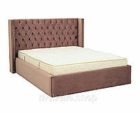 Двуспальная кровать, мягкое изголовье каретная стяжка MeBelle D'ARMANA 180 х 200 см, цвет коричневый капучино