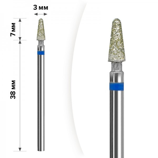 Фреза алмазна MART синя, конус тупий діаметр 3,7 мм, фото 1