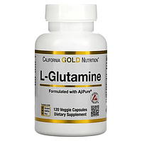 L-глютамин (L-Glutamine) AjiPure California Gold Nutrition 120 растительных капсул