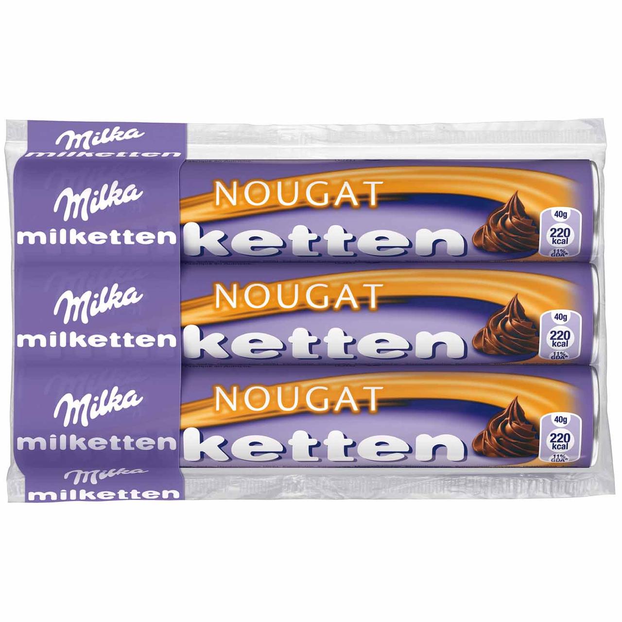 Шоколадна цукерка Milka Milketten Nougat 3x40g