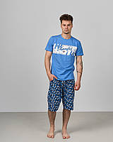 Мужская пижама с шортами синий размеры M, L, 2XL