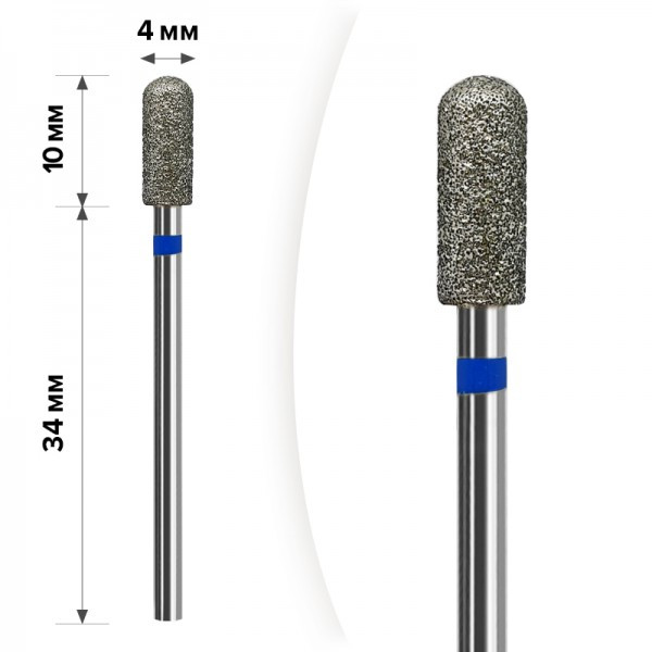 Фреза алмазна MART синя, циліндр закруглений діаметр 4,10 мм, фото 1