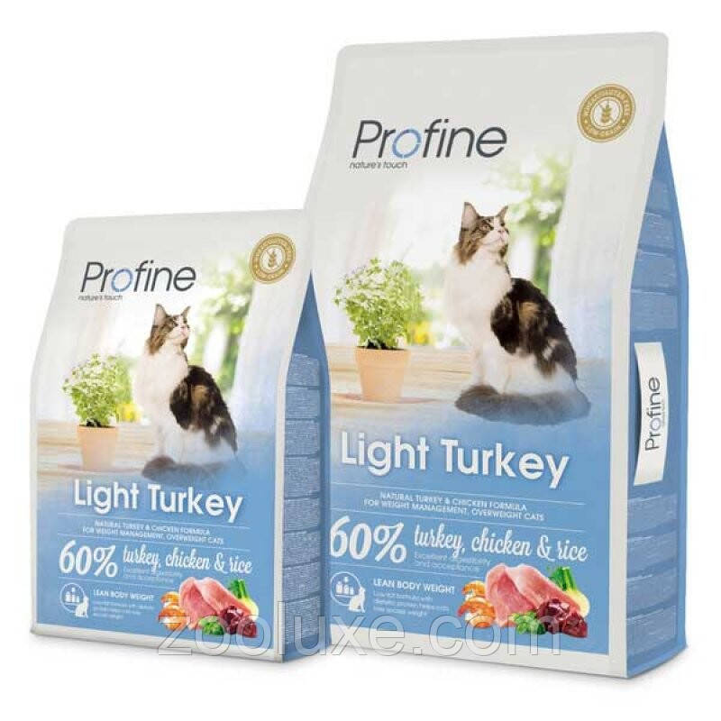 Profine Light Turkey, Chicken & Rice 2 кг / Профайн Лайт Індичка Курка та Рис корм для кішок
