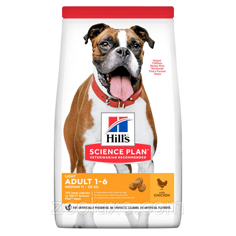 Hill's Adult Medium Light Chicken 14 кг - корм для собак з куркою Hills