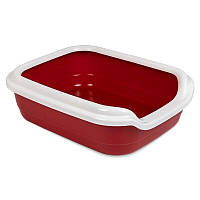 Туалет для кішок/ Лоток для кішок з бортиком Природа Comfort M 30x41x13,5 см, бордовий