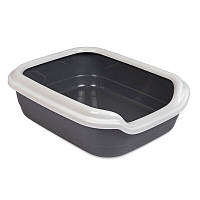 Туалет для кішок/ Лоток для кішок з бортиком Природа Comfort M 30x41x13,5 см, сірий