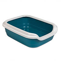 Туалет для кішок/ Лоток для кішок з бортиком Природа Comfort M 30x41x13,5 см, синій