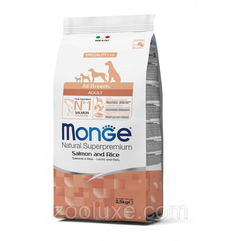 Monge All Breds Adult Salmon & Rice 15 кг сухий корм для собак усіх порід Монж Лосось Рис