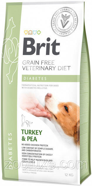 Brit Diabetes 12 кг корм для собак Brit Grain Free Veterinary Diet Diabetes Turkey & Pea 12 кг Брит Діабетес