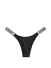 Труси стрінги зі стразами Victoria Secret Logo Shine Strap Thong Panty (Реплика) Чорний, L (93-100 см)