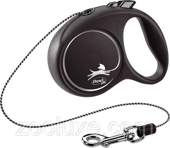 Повідець-рулетка для собак Flexi Black Design XS, 3 м, трос, чорний / Рулетка для собак Флексі/Повідець для