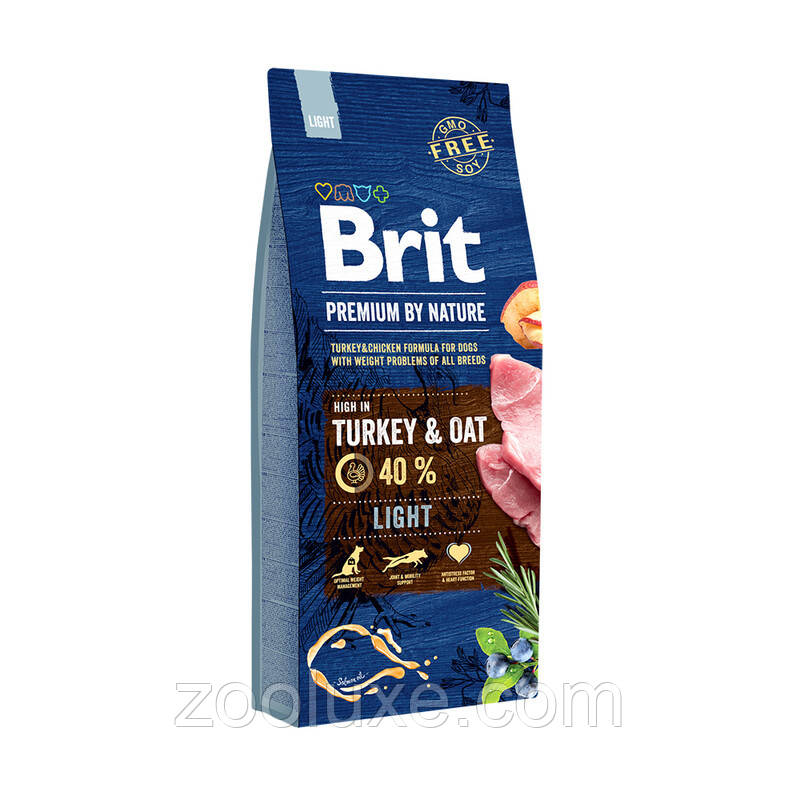 Brit Premium Light Turkey & Oats 3 кг / Брит Преміум Лайт Індичка й Овес 3 кг — корм для собак