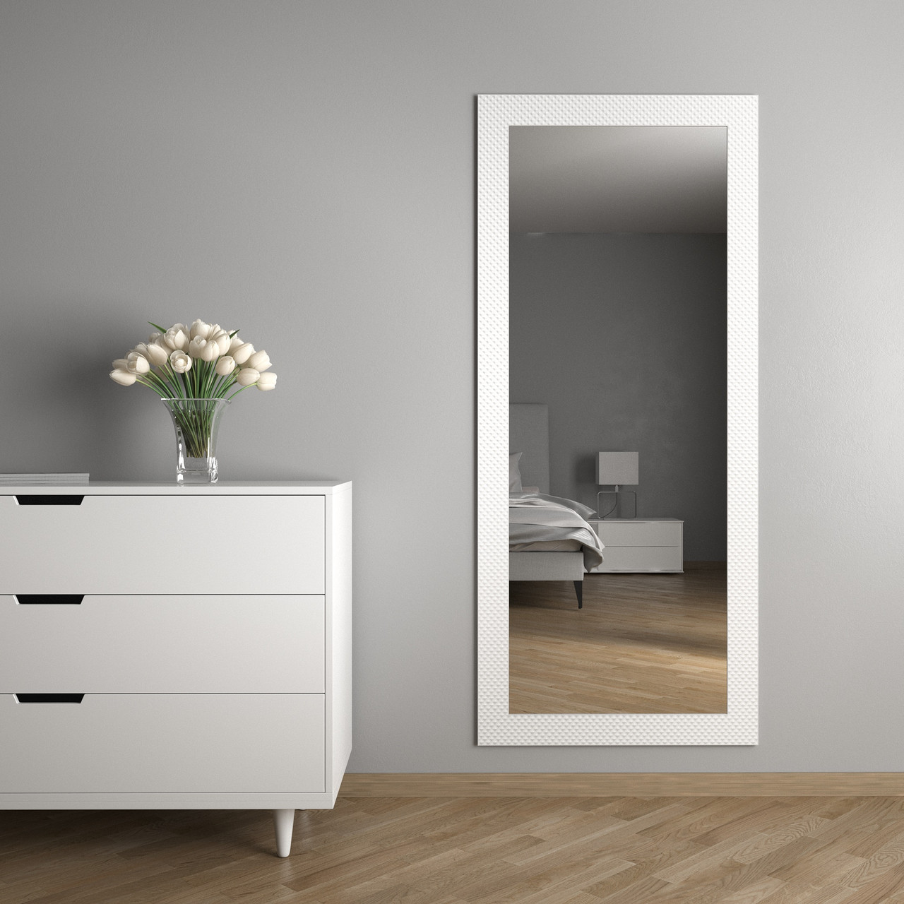 Біле дзеркало в повний зріст 176х76 Black Mirror на стіну примірочне для гардеробної кімнати, фото 1