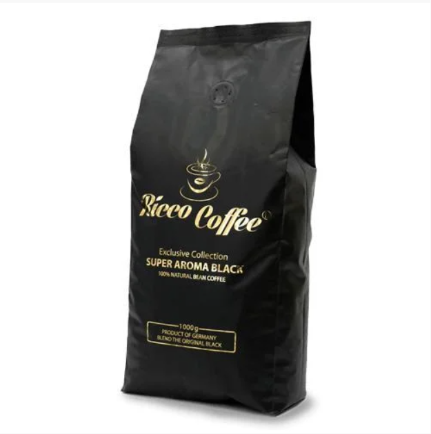 Кава в зернах 1 КГ купаж Ріко Кави RICCO COFFEE SUPER AROMA BLACK середня обжарка натуральна кава зерновий