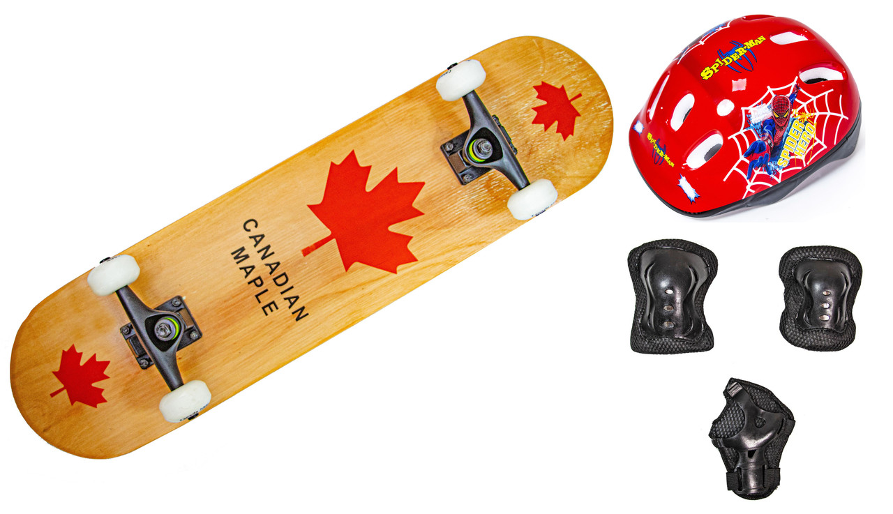 + Шолом + Захист + Скейтборд дерев'яний Scale Sports Canadian Maple