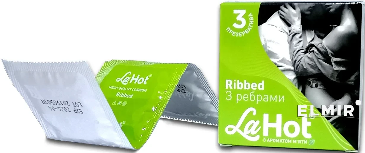 Презервативи LA HOT RIBBED з ребрами 1упак/3 шт