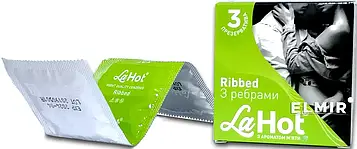 Презервативи LA HOT RIBBED  з ребрами 1упак/3 шт
