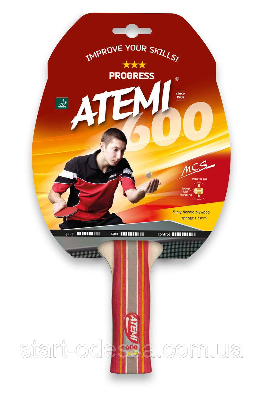 Ракетка для настільного тенісу ATEMI 600 3 зірки Естонія