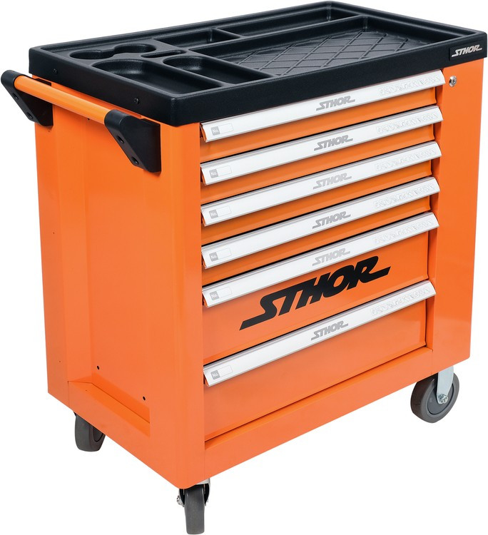 Шафа для майстерень на колесах 895х 850х 460 мм з 6 шухлядами та інстр-ми 174 шт. CrV STHOR 58570 (Польща), фото 1