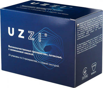 Презервативи латексні класичні з силіконовою змазкою Uzzi plain, гладкі 1блок/72шт / Презерватив для УЗД