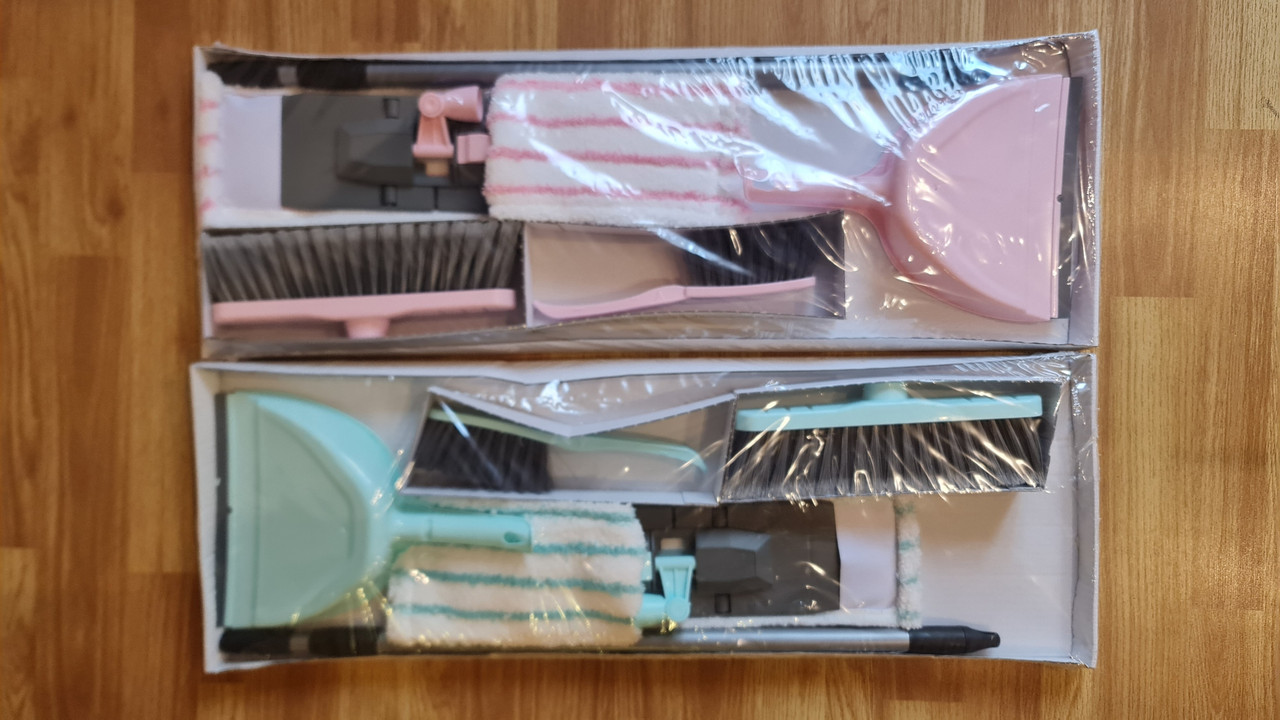 Набір для прибирання (швабра/смутер, совок, щітка велика, щітка мала) 7 предметів, фото 1